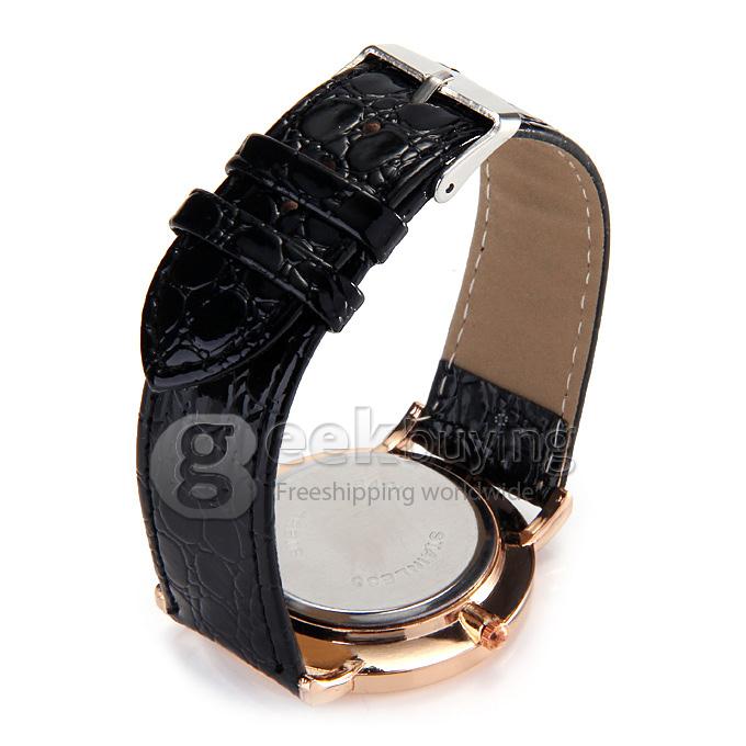 WoMaGe 1185 Fashion Men Quartz Croco Belt Lovers Watches - Black