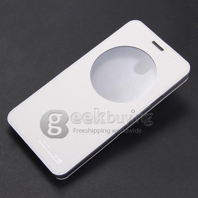 Protective Hard Cover Flip Stand Leather Case for Elephone P7000 Smartphone - White