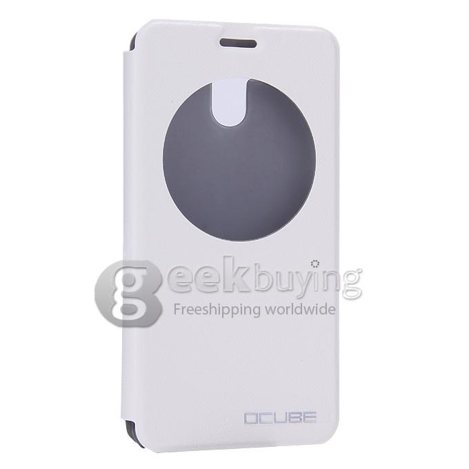 Protective Hard Cover Flip Stand Leather Case for Elephone P7000 Smartphone - White