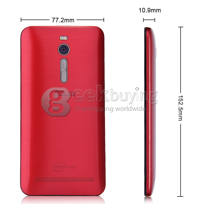 [Package B]ASUS Zenfone 2 ZE551ML 5.5inch FHD 4G LTE Android 5.0 4GB 32GB Smartphone(Red) + Leather Case(Red) + Tempered Glass Screen Protector