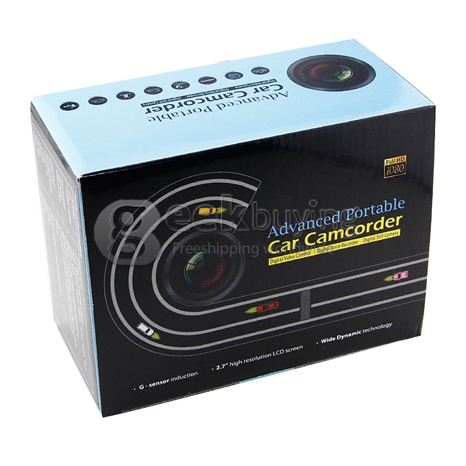 G1WT Full HD 1080P 2.7Inch 120 Degree Wide Angle G-Sensor Motion Detection HDMI/USB/AV-Out Car DVR Recorder - Black