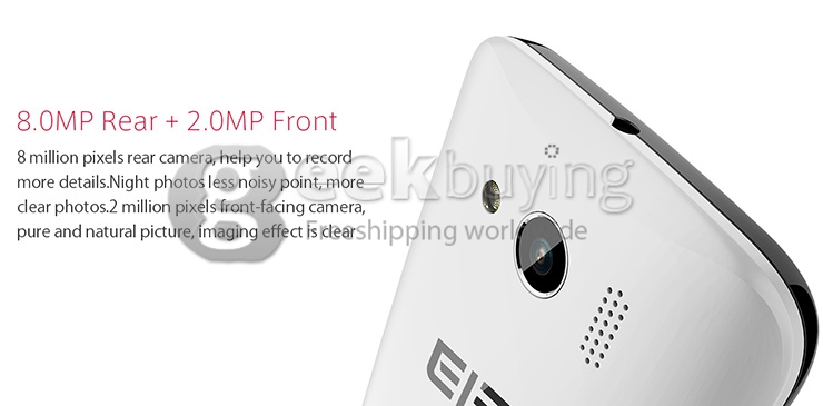 [HK Stock]Elephone G9 4.5inch 64bit 4G LTE Android 5.1 Smartphone MTK6735M Quad Core 1GB RAM 8GB ROM 8.0MP - Black