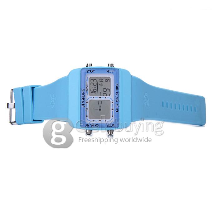 JR-806F Fashion Unisex Waterproof Sports Watch With Analog & Digital Dual Time Display And LED - Blue