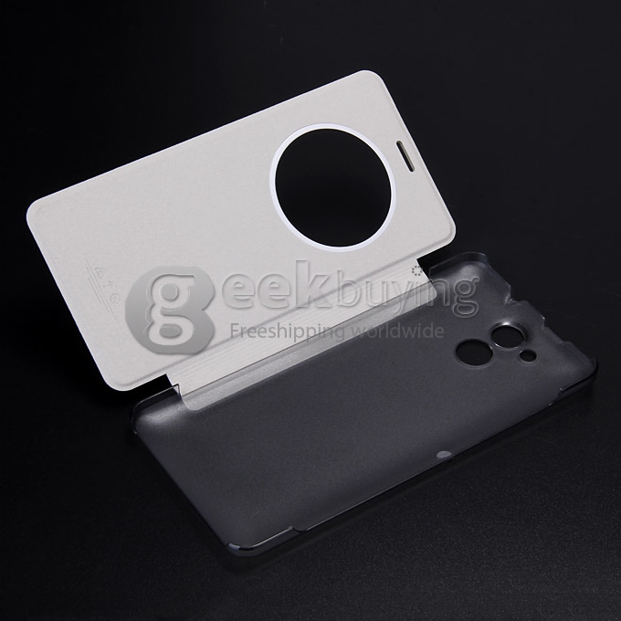 Protective PU Leather Hard Flip Cover Shell for Elephone P7000 Smartphone - White