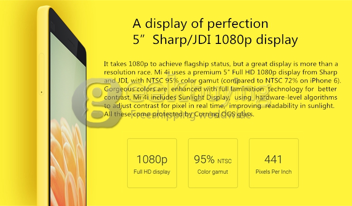 [HK Stock][EU Version]Xiaomi Mi 4i/mi4i 5.0Inch 4G FDD-LTE Android 5.0 2GB 16GB Smartphone 64-bit Snapdragon615 Octa Core 1.7GHz 13.0MP - White