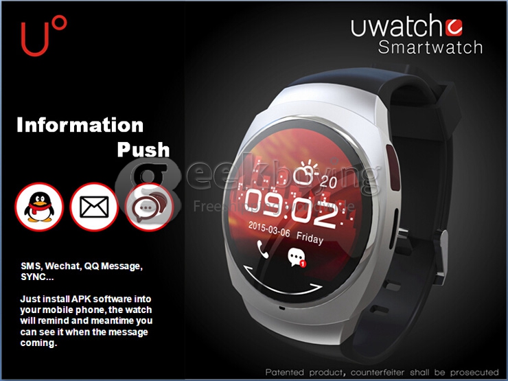 UO Bluetooth Smart Sports Watch Pedometer Stopwatch BT4.0 Waterproof For Andriod IOS - Black
