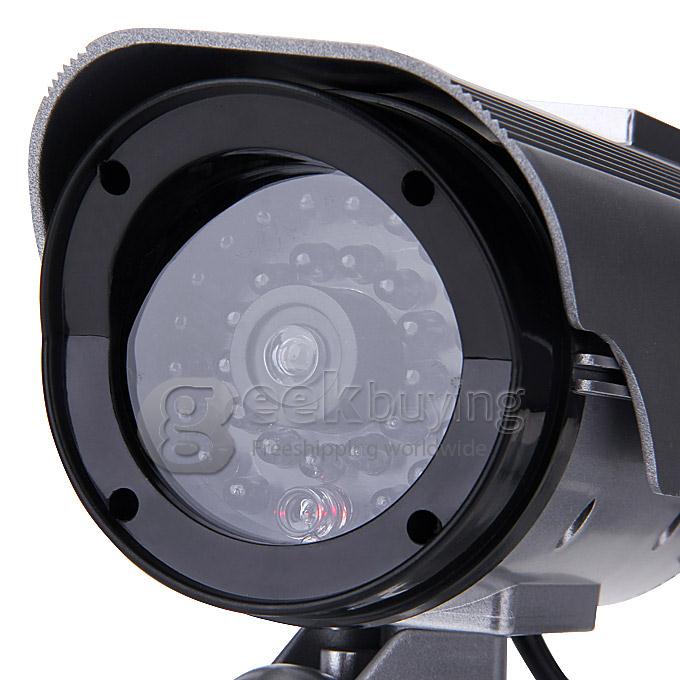 Dummy Solar & Batteries Powered CCD Security Cameras With Flashing LED Red Light For Indoor And Outdoor Security Use