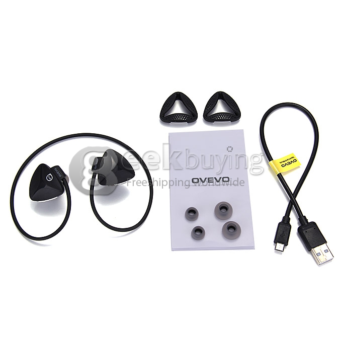 OVEVO SH03B Wireless Stereo BT4.0 Sport Headphone Capacitive MIC Waterproof Dustproof Shockproof - Black