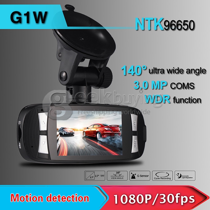 G1WT Full HD 1080P 2.7Inch 120 Degree Wide Angle G-Sensor Motion Detection HDMI/USB/AV-Out Car DVR Recorder - Black