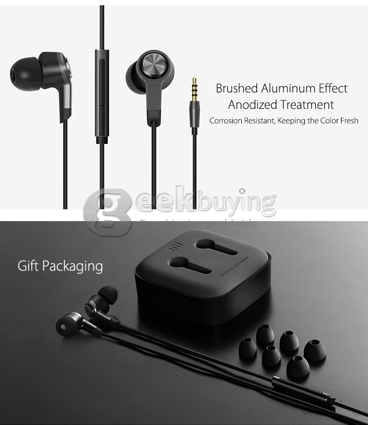 New Original Xiaomi Piston 3 Earphone 2015 In-Ear Earphones Wire Control Mic for iPhone iPod Android - Black