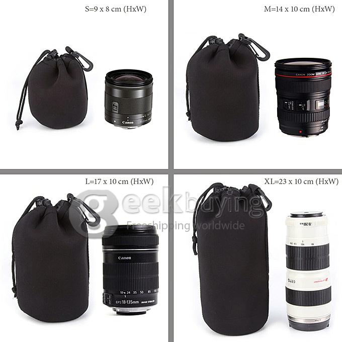 LightDow 4-in-1 Lens Pouch 5mm Thick Neoprene Bag Ballhead Flash Speedlite Case Accessory Kit 4pcs Pack
