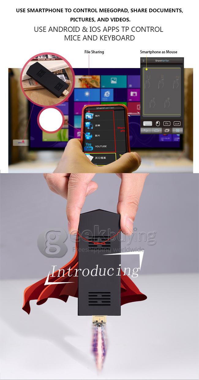 MEEGOPAD T02 Ubuntu Mini PC Compute Stick Intel Z3735F Quad Core 2G/32G 802.11b/g/n HDMI