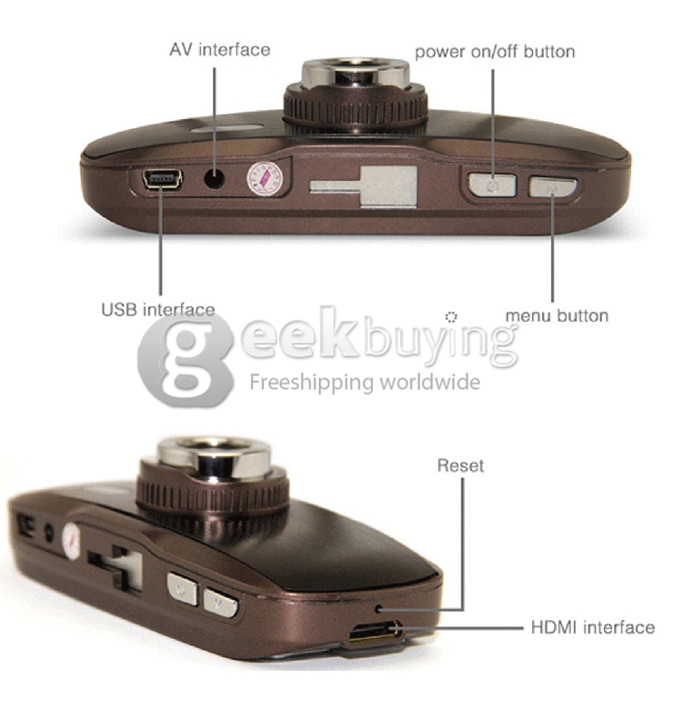 G1WT Full HD 1080P 2.7Inch 120 Degree Wide Angle G-Sensor Motion Detection HDMI/USB/AV-Out Car DVR Recorder - Black