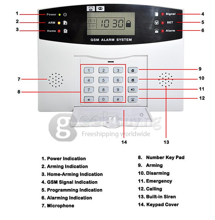 YA-500-GSM-6 Wireless SMS Home Security Alarm With Sensor Detector Call System - EU Plug
