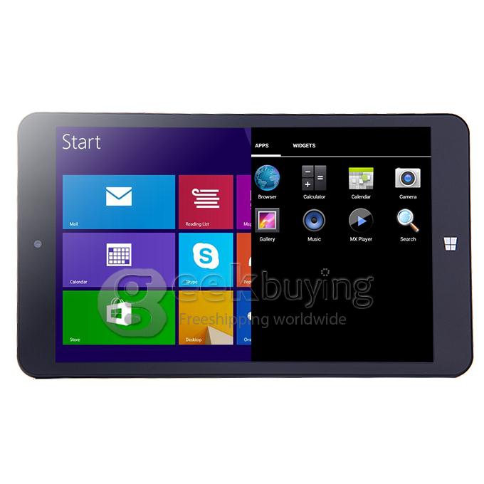PIPO W4S Dual Boot 8 Inch 2GB/32GB Windows8.1 & Android4.4 Intel Z3735F Quad Core 1.83GHz Tablet PC 1280*800 IPS Bluetooth OTG HDMI WiFi - Black