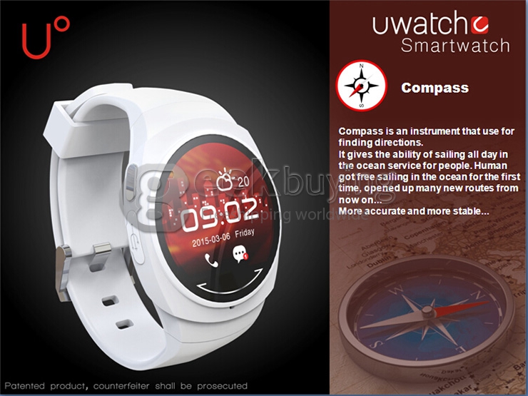 UO Bluetooth Smart Sports Watch Pedometer Stopwatch BT4.0 Waterproof For Andriod IOS - Black