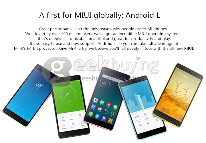 [HK Stock][EU Version]Xiaomi Mi 4i/mi4i 5.0Inch 4G FDD-LTE Android 5.0 2GB 16GB Smartphone 64-bit Snapdragon615 Octa Core 1.7GHz 13.0MP - White