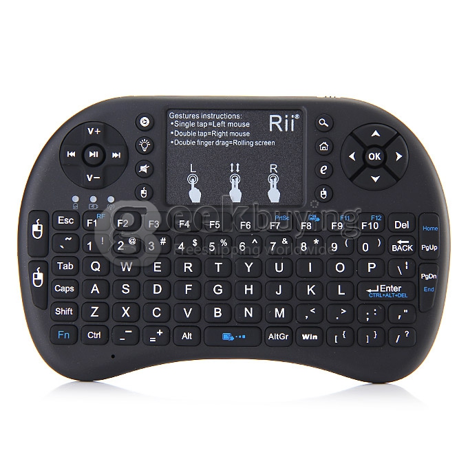 Rii i8+ 2.4G Wireless Mini Keyboard for Android Smart TV, TV Box, HTPC, PC with Multi-touch up to 15 Meter - Black