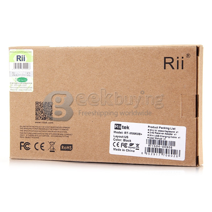 Rii i8+ 2.4G Wireless Mini Keyboard for Android Smart TV, TV Box, HTPC, PC with Multi-touch up to 15 Meter - Black