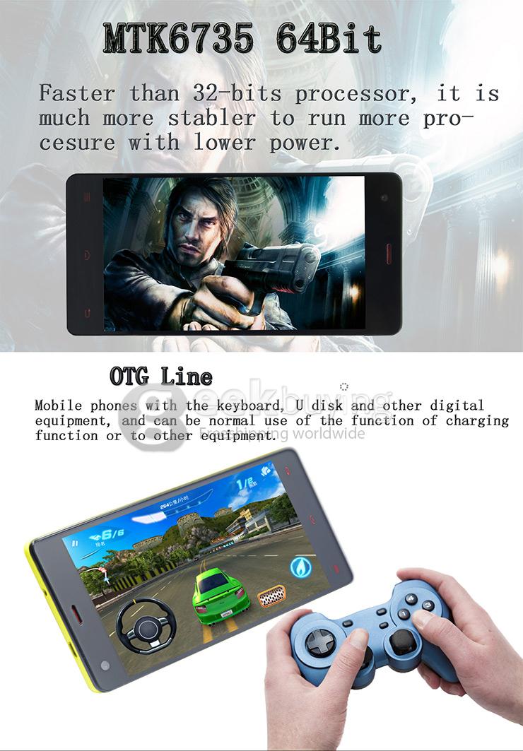 VKWORLD VK6735 5.0inch 4G FDD-LTE Android 5.1 Smartphone MTK6735 Quad Core 2GB 16GB 13.0MP Smart Wake Miracast - Black