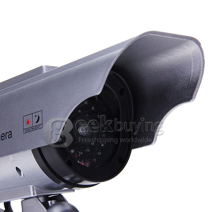 Dummy Solar & Batteries Powered CCD Security Cameras With Flashing LED Red Light For Indoor And Outdoor Security Use