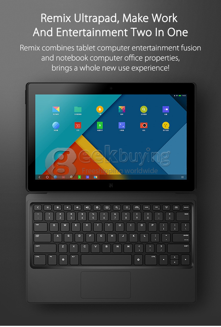 [HK Stock]Jide SK1-W Remix OS 2GB/64GB Nvidia Tegra Quad Core 1.8GHz Android 4.4 Tablet PC With Keyboard 11.6 Inch IPS 1920*1080 A-GPS Miracast - Black + Red
