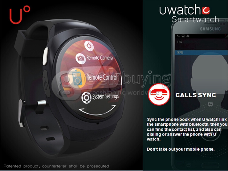 UO Bluetooth Smart Sports Watch Pedometer Stopwatch BT4.0 Waterproof For Andriod IOS - Black