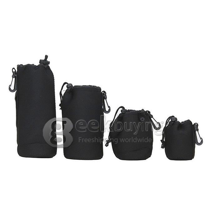 LightDow 4-in-1 Lens Pouch 5mm Thick Neoprene Bag Ballhead Flash Speedlite Case Accessory Kit 4pcs Pack