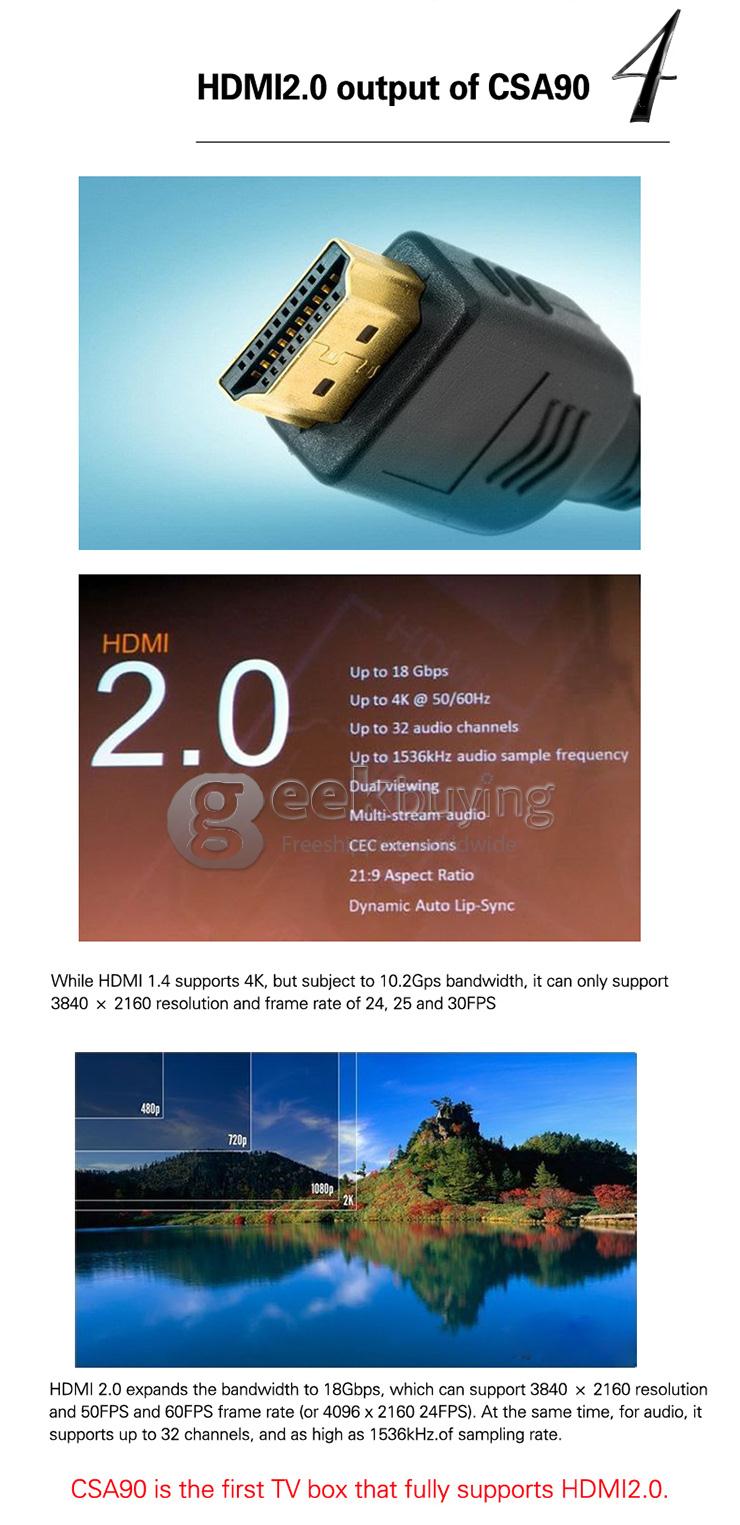 CSA90 Android 5.1 Lollipop TV Box RK3368 64-Bit Octa Core 2G/16G 2.4G/5G WiFi Gigabit LAN Bluetooth4.0 HDMI 4K H.265
