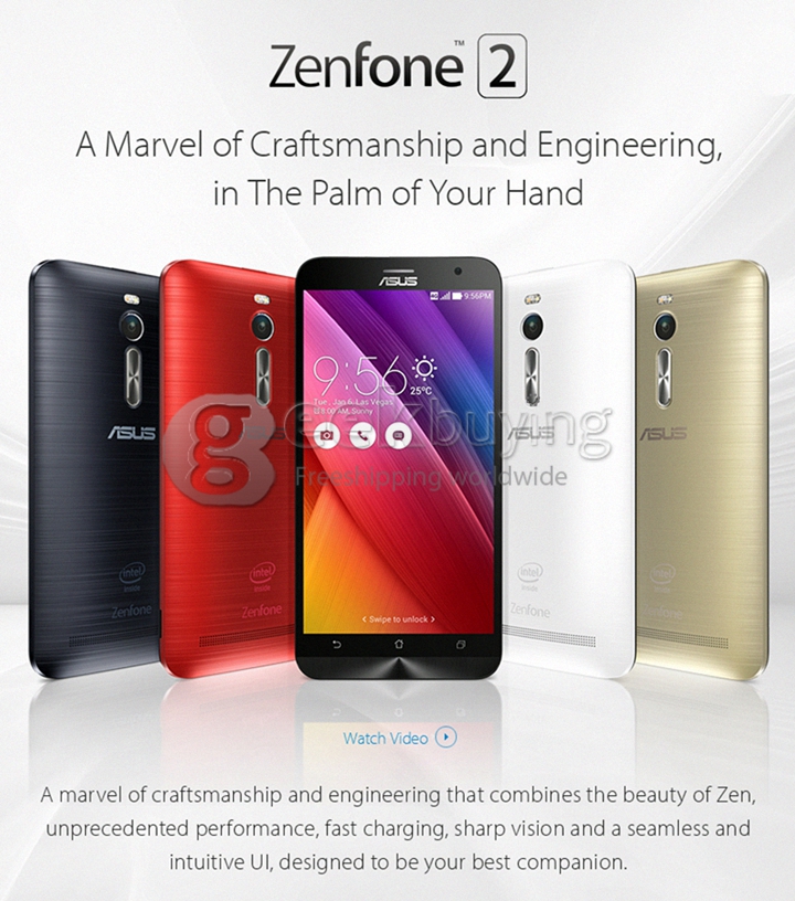 ASUS Zenfone 2 ZE551ML 5.5inch FHD 4G LTE Android 5.0 4GB 32GB Smartphone 64bit Intel Z3560 Quad Core 1.8GHz IPS OTG NFC - Silver