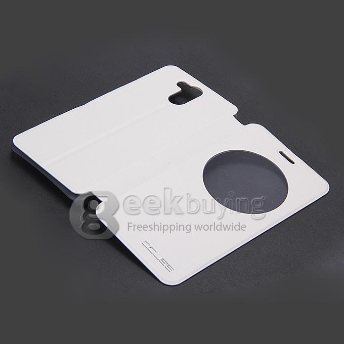 Protective Hard Cover Flip Stand Leather Case for Elephone P7000 Smartphone - White