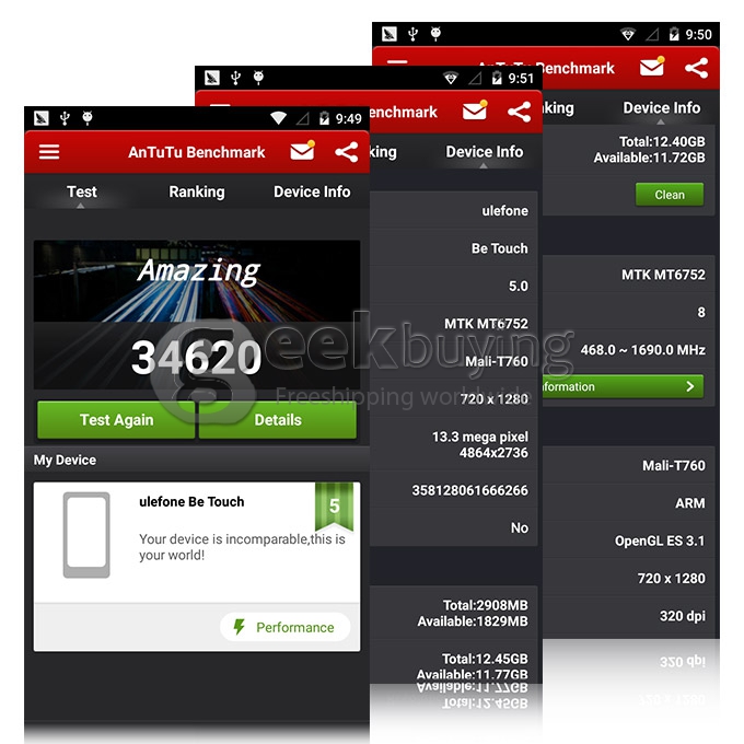 Ulefone Be Touch 5.5inch HD 4G LTE Smartphone Android 5.0 3GB 16GB 64bit MTK6752 Octa Core 1.7 GHz 13.0MP Fingerprint ID- Metal Grey