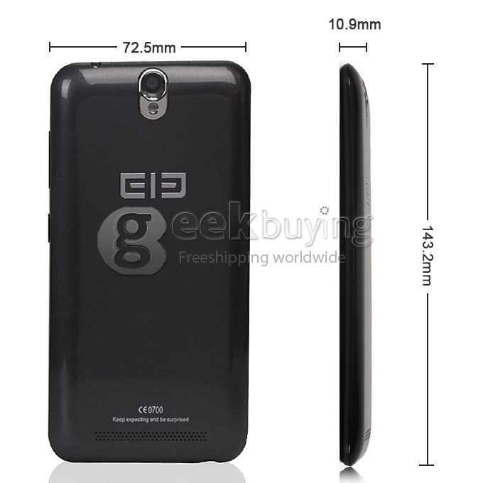 [HK Stock]Elephone P4000 5.0inch 64bit 4G LTE Android 5.1 Smartphone MTK6735 Quad Core 2GB RAM 16GB ROM 4800mAh Battery - Black