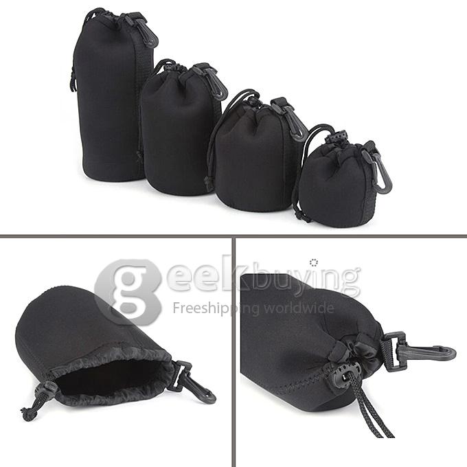 LightDow 4-in-1 Lens Pouch 5mm Thick Neoprene Bag Ballhead Flash Speedlite Case Accessory Kit 4pcs Pack