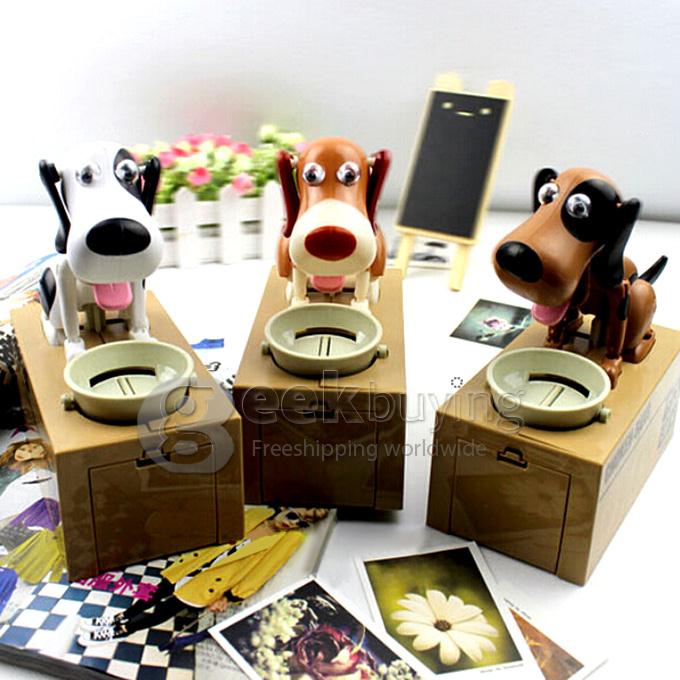 Choken Puppy Hungry Eating Dog Coin Bank Money Saving Box Piggy Bank - Brown + White