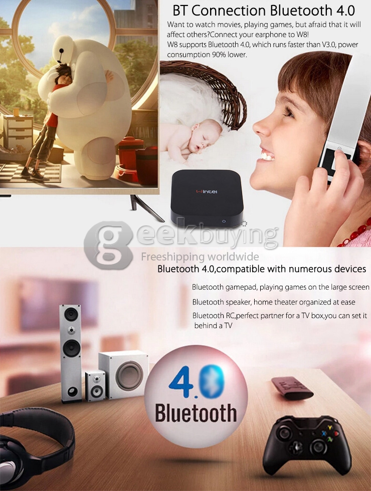 Wintel W8 Dual Boot Intel Mini PC Windows10 Android 4.4 Z3735F Quad Core 64Bit TV Box HDMI 2G/32G Bluetooth 4.0