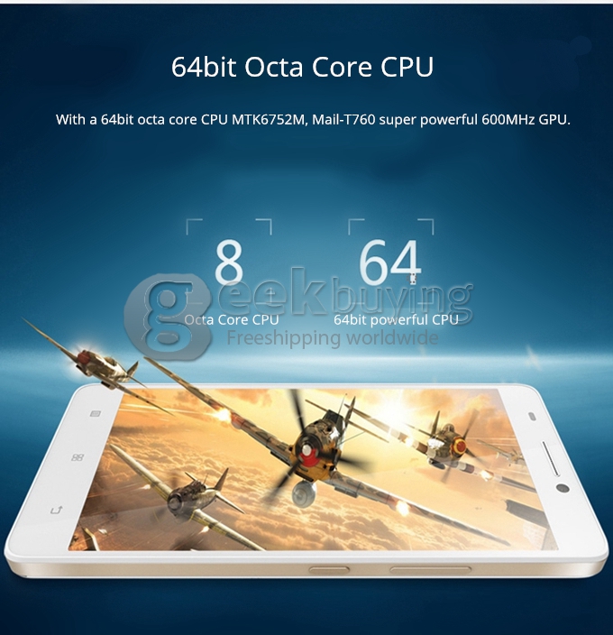 [HK Stock]Lenovo S8(A7600) 5.5inch Android 5.0 2GB 8GB 4G Smartphone 64bit MTK6752M Octa Core 1.5GHz 13.0MP OTG - Black