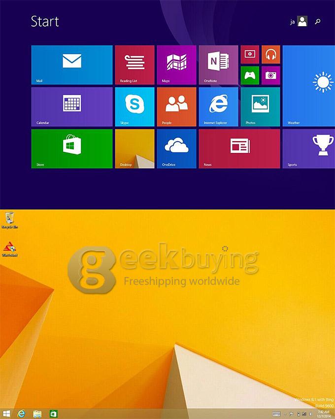 PIPO W4S Dual Boot 8 Inch 2GB/32GB Windows8.1 & Android4.4 Intel Z3735F Quad Core 1.83GHz Tablet PC 1280*800 IPS Bluetooth OTG HDMI WiFi - Black
