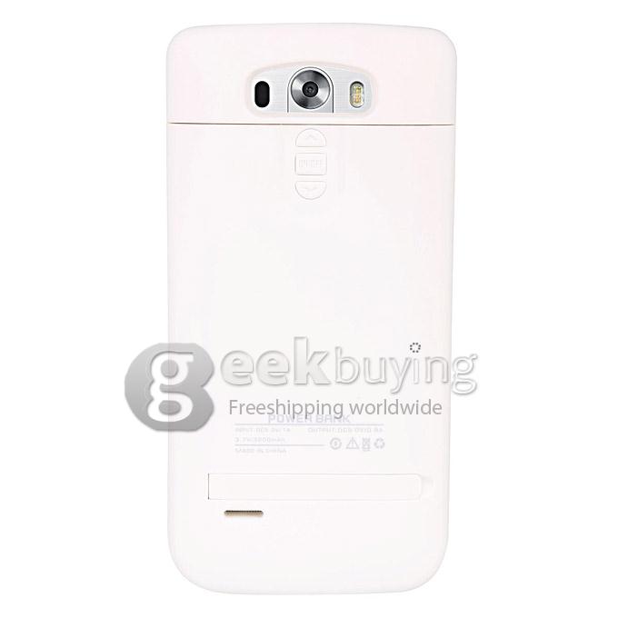 3200mAH External Backup Battery Powebank Cover Case With Home Key Button for LG G3 - White