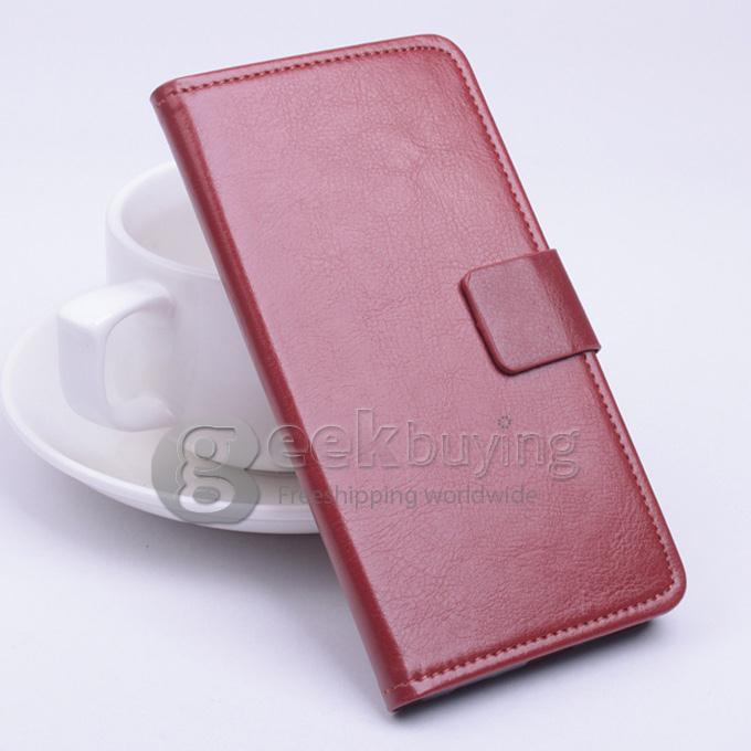 Protective Hard Cover Flip Stand Leather Case for HUAWEI Ascend P8 - Brown