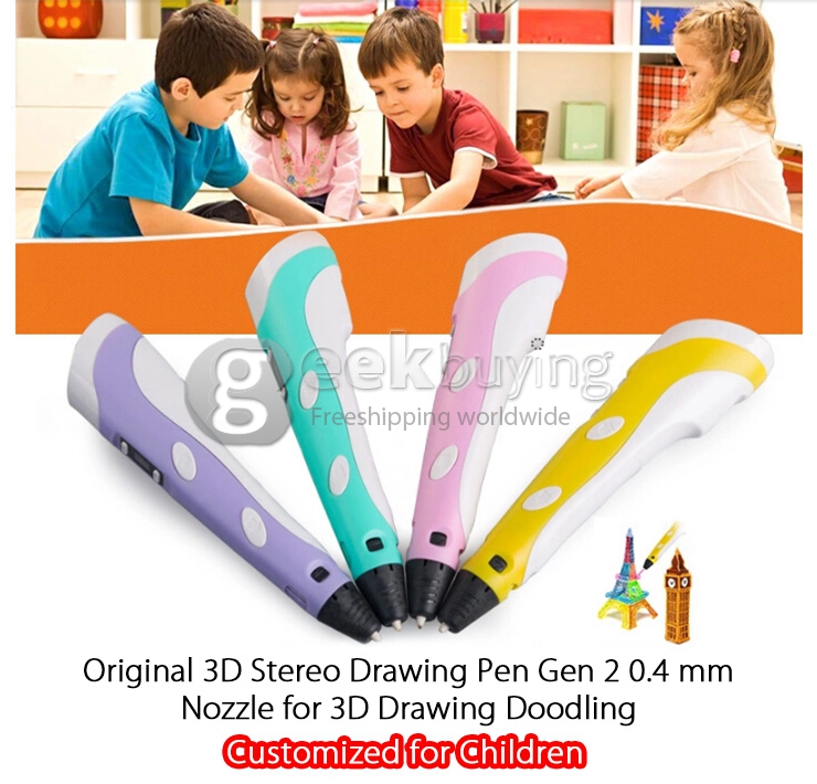 Original 3D Stereo Drawing Pen  Gen 2 0.4 mm Nozzle For 3D Drawing Doodling - Green