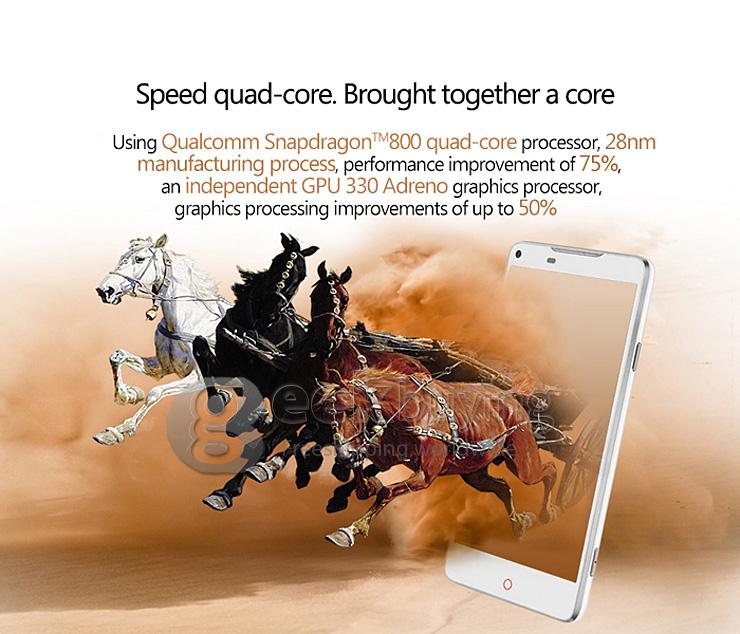 ZTE NUBIA Z5S 5.0 Inch FHD Android 4.4 2GB 32GB Smartphone Qualcomm Snapdragon 800 Quad Core Gorilla Glass 3 - Black