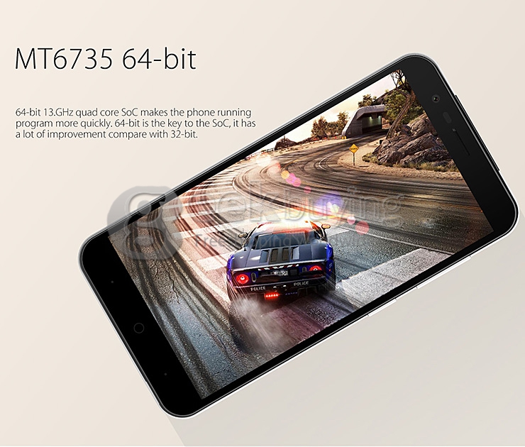 [HK Stock]Elephone P4000 5.0inch 64bit 4G LTE Android 5.1 Smartphone MTK6735 Quad Core 2GB RAM 16GB ROM 4800mAh Battery - White