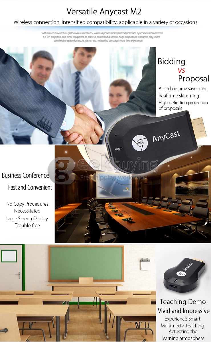 Anycast M2 Plus Linux 3.15.01 TV Dongle RK2928 Miracast Airplay DLNA WiFi Display For iOS Andriod Windows8.1