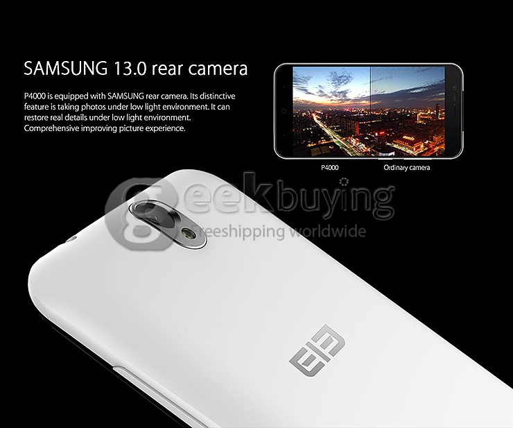[HK Stock]Elephone P4000 5.0inch 64bit 4G LTE Android 5.1 Smartphone MTK6735 Quad Core 2GB RAM 16GB ROM 4800mAh Battery - White