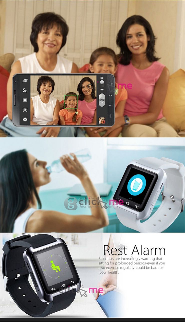 U80 Bluetooth Smart Watch Notification Sedentary Reminder for Android 3.0 or above  - White