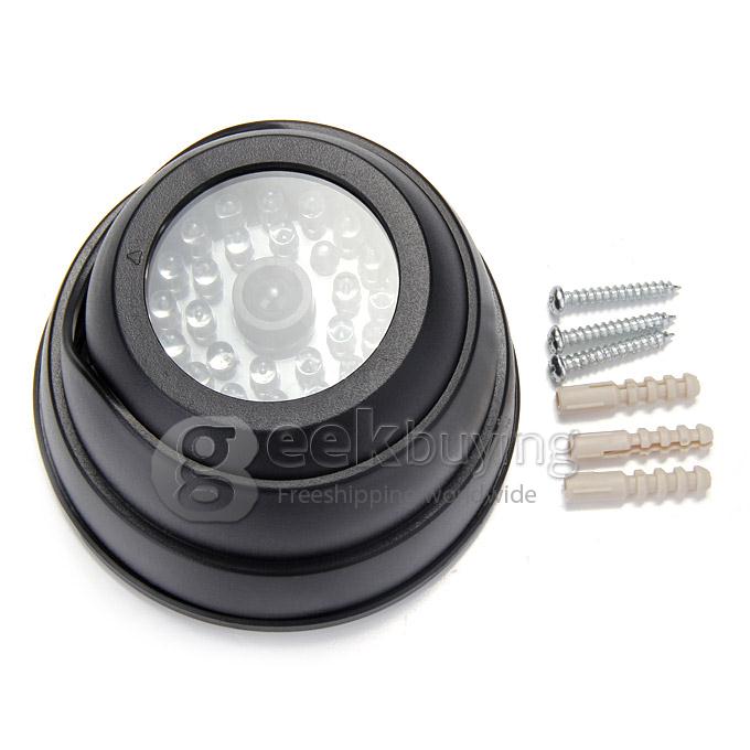 Dummy Camera Imitation Dome Camera With Flashing Red LED For Indoor & Outdoor Security - Black