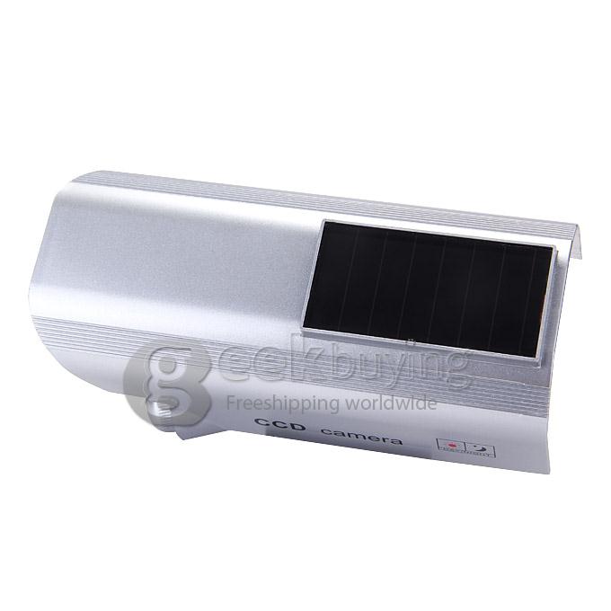 Dummy Solar & Batteries Powered CCD Security Cameras With Flashing LED Red Light For Indoor And Outdoor Security Use