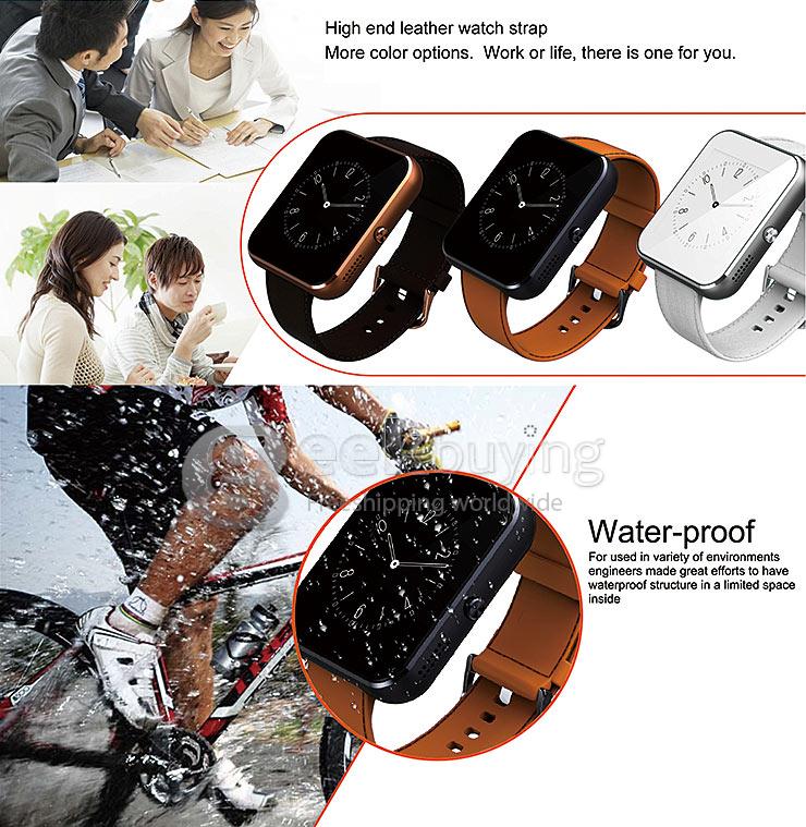 CUBOT R8 Toughened OGS Panel Multifunction Multilingual Smart Watch MTK2501 BT4.0 Premium Leather Strap - Silver
