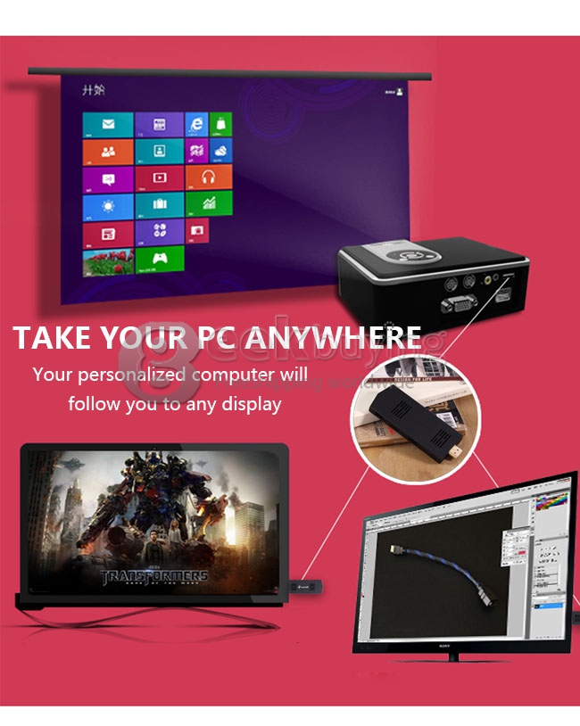 MEEGOPAD T02 Windows 10 Mini PC Compute Stick Intel Z3735F Quad Core 2G/32G 802.11b/g/n Bluetooth 4.0 HDMI